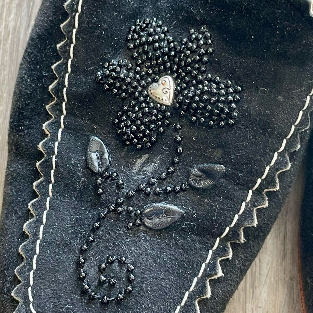 Brighton Melani Black Suede Leather Floral Beaded Mules Size 6.5 - Picture 13 of 15